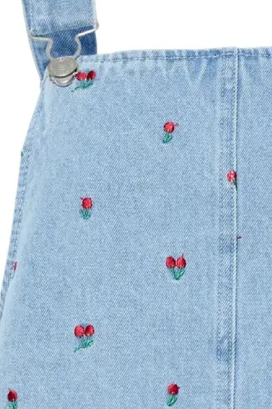 Forudbestilling - Pieces - Pcfreia Sl Denim Spencer Dress Fsy - 4925829 Light Blue Denim Tulips