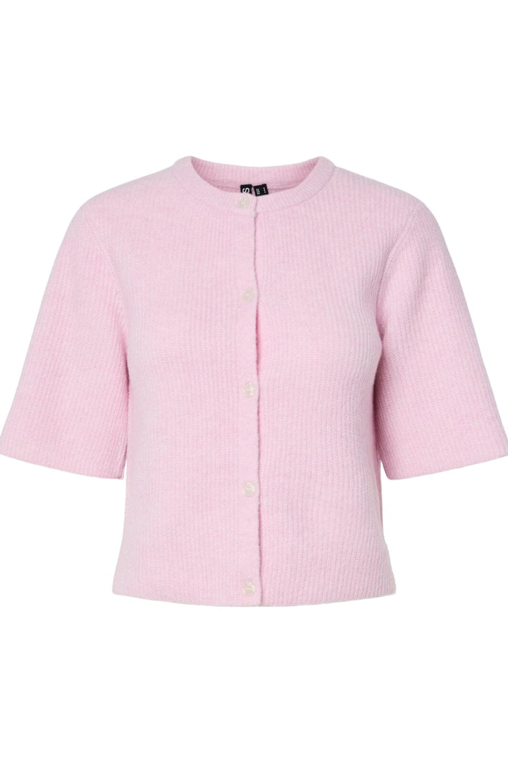 Pieces - Pcsilly Ss O-Neck Knit Cardigan - 4797582 Roseate Spoonbill Melange