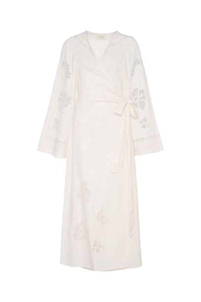 Forudbestilling - Sissel Edelbo - Winfrey Organic Cotton Wrap Dress SE 1247 - Off White Kjoler 