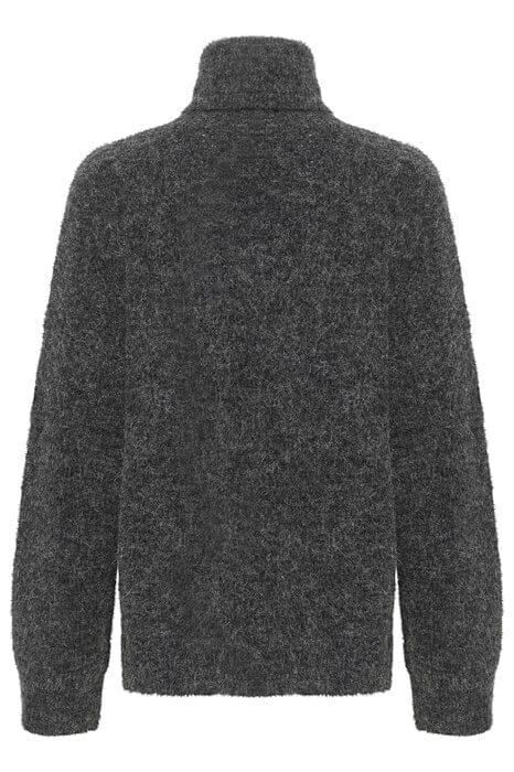 Gestuz - Alphagz Rollneck - 106286 Charcoal Melange Strikbluser 