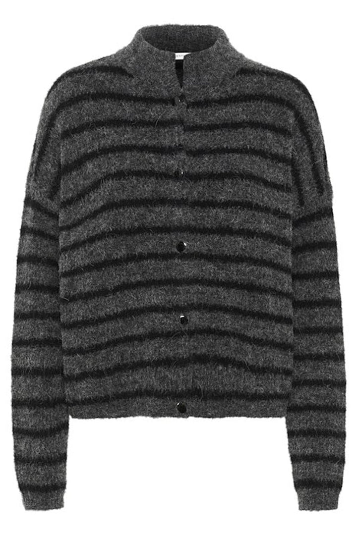 Gestuz - Alphagz Short Cardigan 10905931 - 107703 Charcoal Black Striped