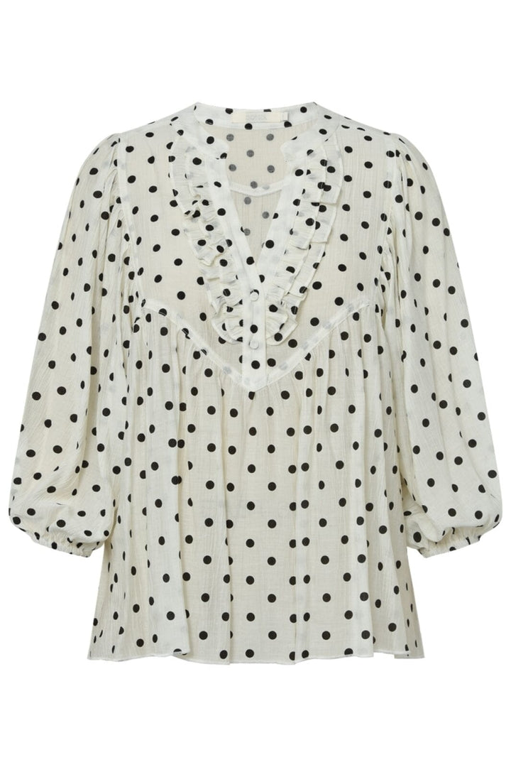 Gossia - Reesego Dot Blouse - Off-white Black Dots Bluser 