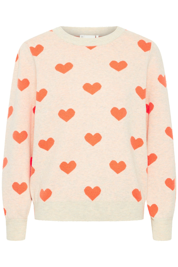 Ichi - Ihbrielle Ls2 - 203204 Oatmeal W. Hot Coral Pullover 