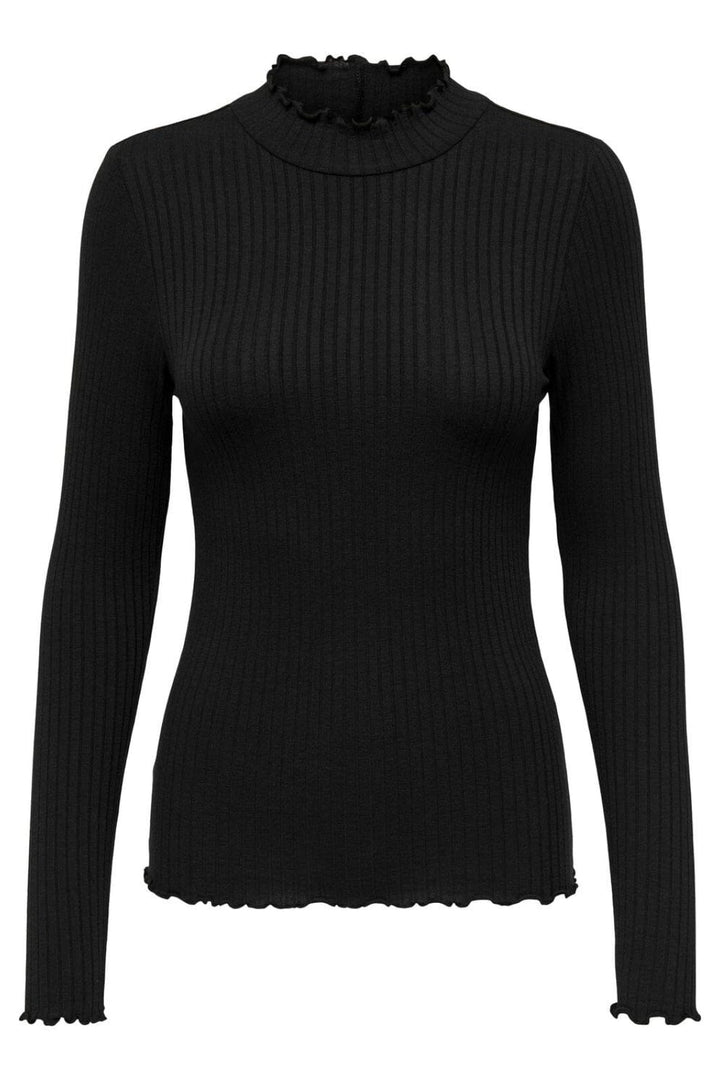 Jdy - Jdyfransiska Life L/S Hi-Nck Top Jr - 3600771 Black Bluser 