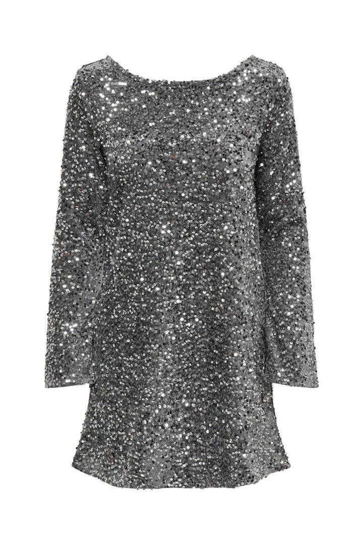 JDY - Jdysara L/S Bow Sequins Dress - 4640070 Silver Black Bow