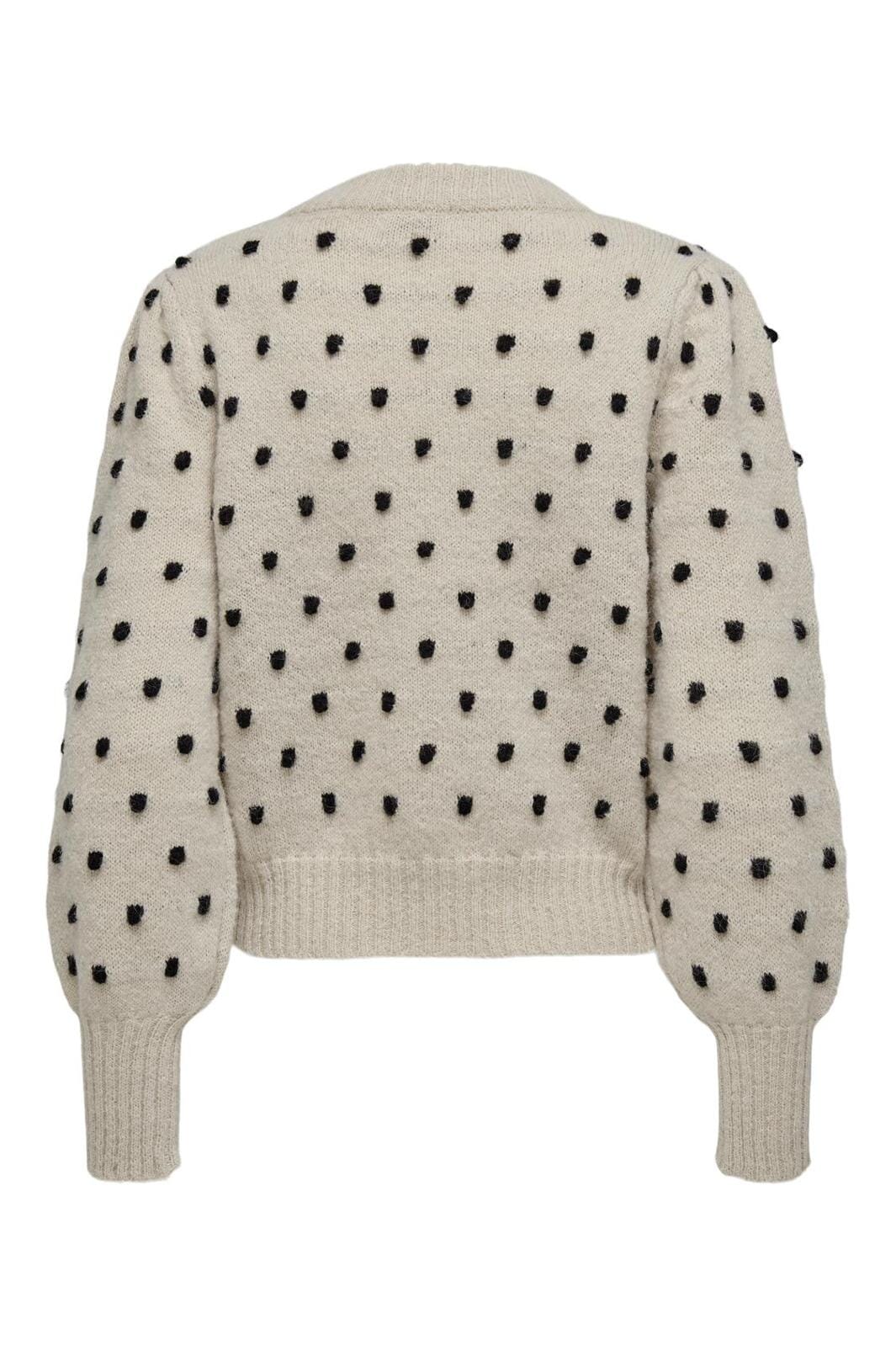 Jdy - Jdysigrid Life L/S On Puff Pull Knt - 4358569 Cement W. Black Dots