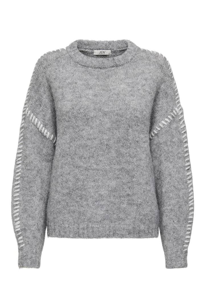 JDY - Jdyzoey Life L/S On Stitch Pull Knt 15336758 - 4633863 - Light Grey Melange W. Birch Stitch