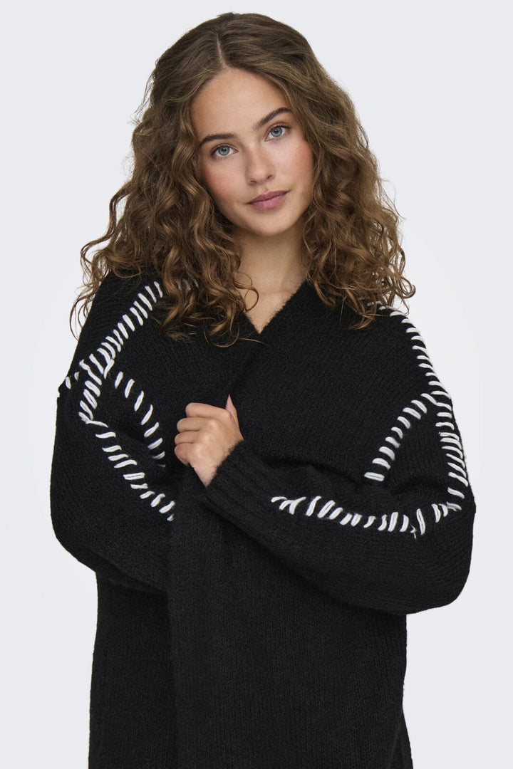 JDY - Jdyzoey Life L/S Stitch Cardigan Knt - 4743024 Black W. Birch Stitch