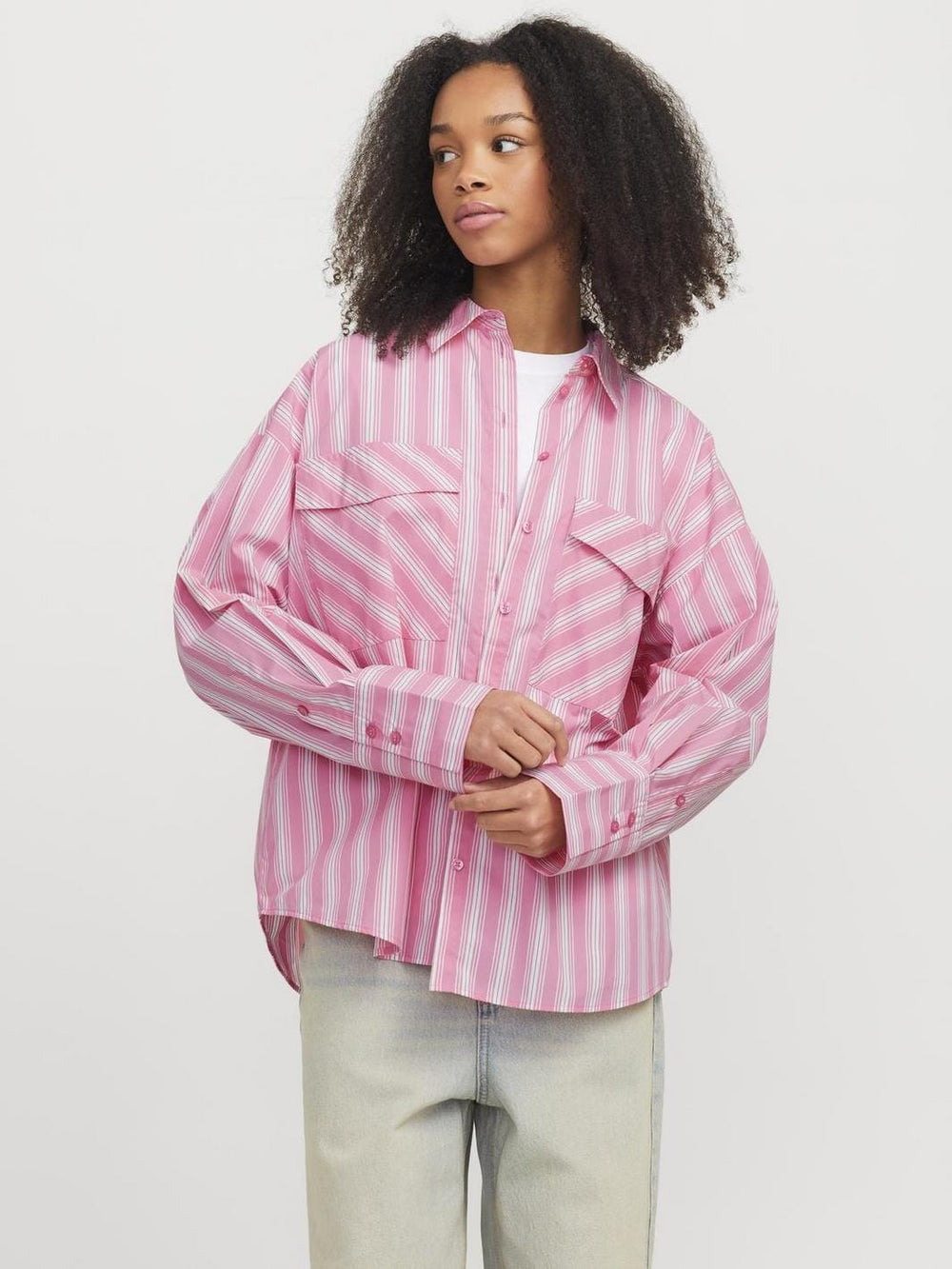 Jjxx - Jxava Poplin Ls O-Size Pock Shirt Ln - 4652391 Morning Glory Striped