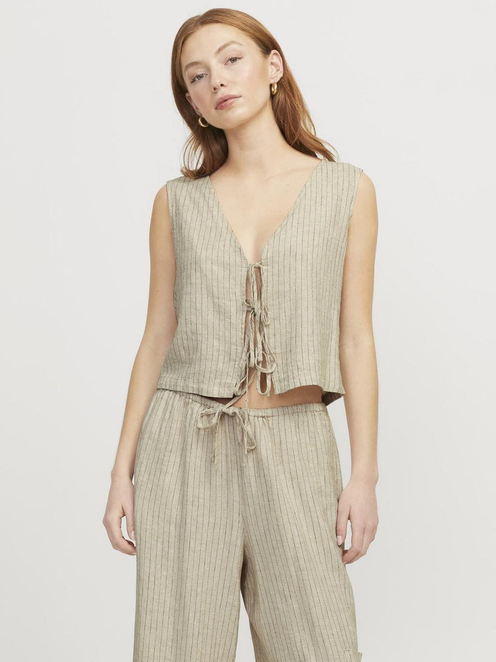 Jjxx - Jxbreeze Summer Sl Vest - 4652947 Feather Gray Pinstriped