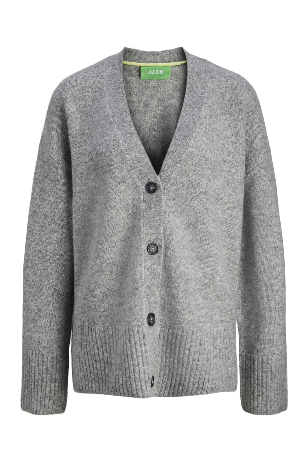 Jjxx - Jxiris Diverse Cardigan Knit Sn - 4637085 Grey Melange /Pale Green Neck Piping