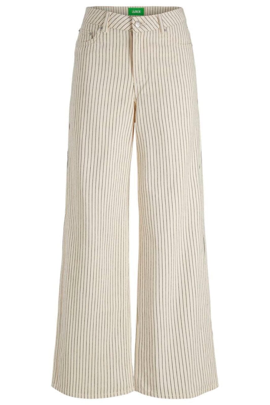 Jjxx - Jxmaddy Tokyo Pant - 4705104 Blanc De Blanc Black Pinstripe Bukser 