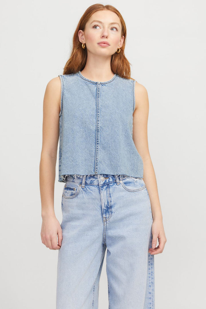 Jjxx - Jxmaggie Cut Off Denim Top - 4650241 Light Blue Denim