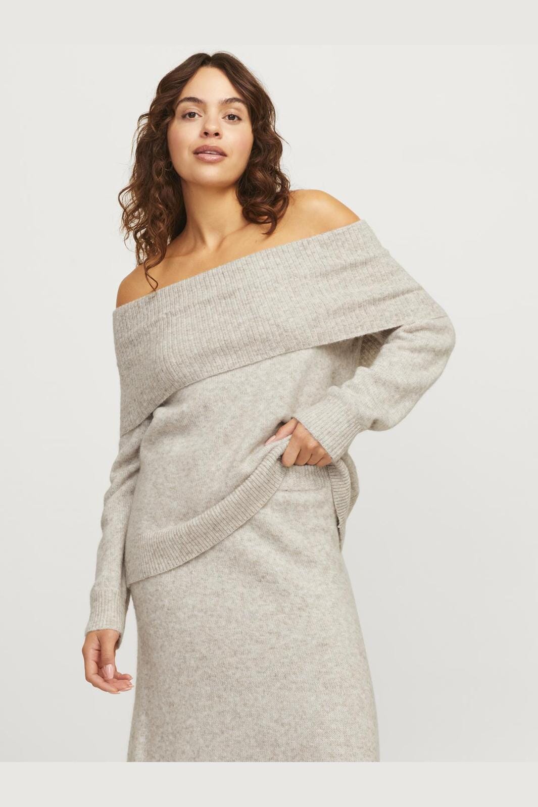 Jjxx - Jxminka Off Shoulder Knit 12264129 - 4635624 - Fog