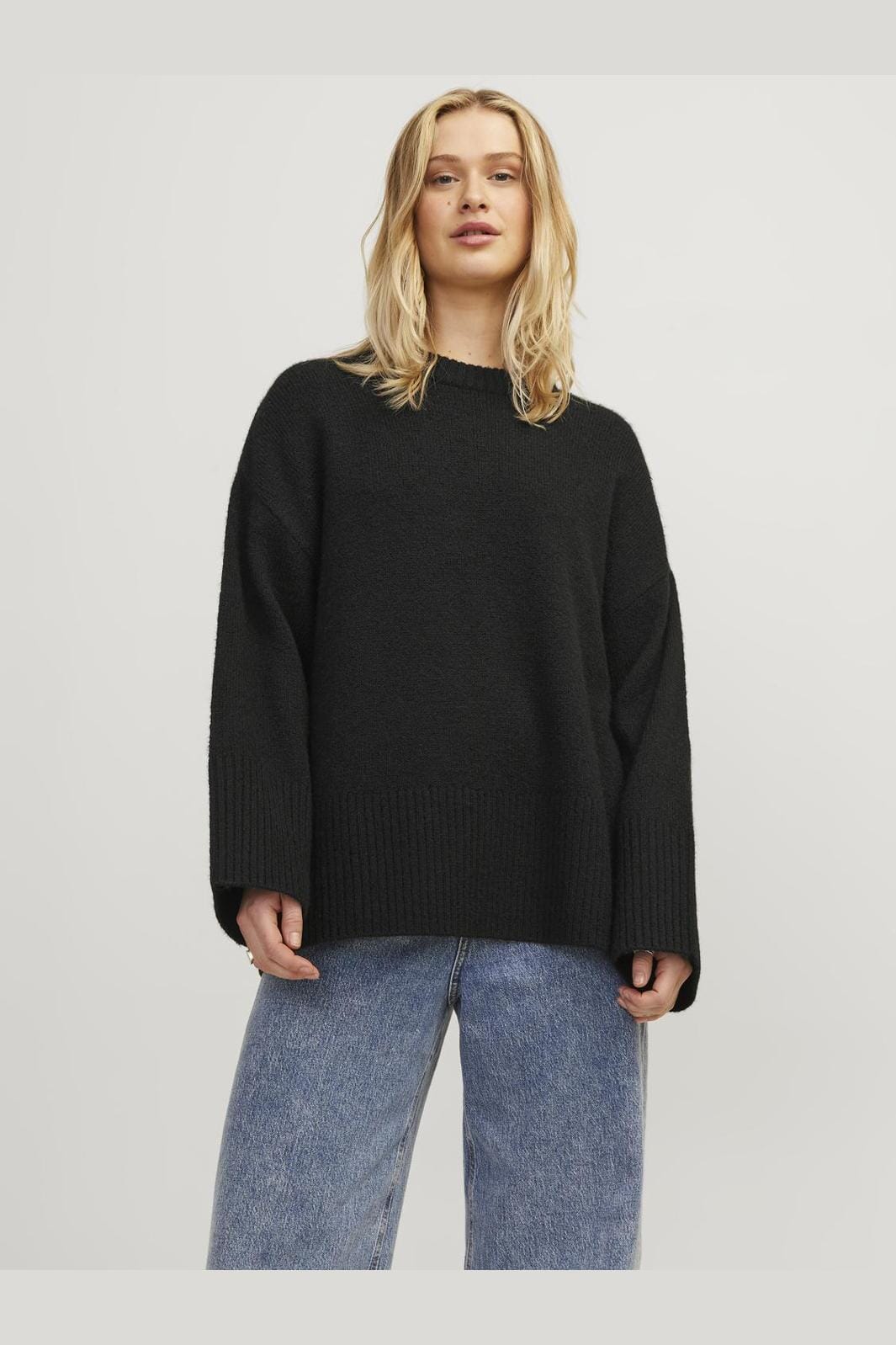 Jjxx - Jxollie Diverse Crew Neck Knit Sn - 4335971 Black /Moonbeam Neck Piping