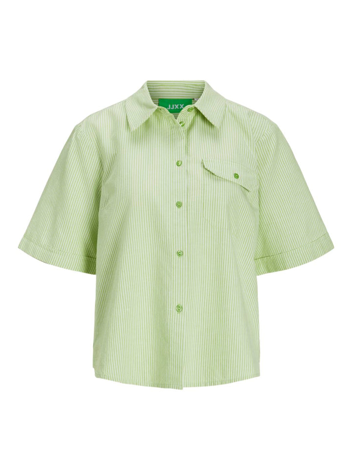 Jjxx - Jxsiva Oxford Ss Pocket Shirt - 4662403 Parrot Green Blanc De Blanc