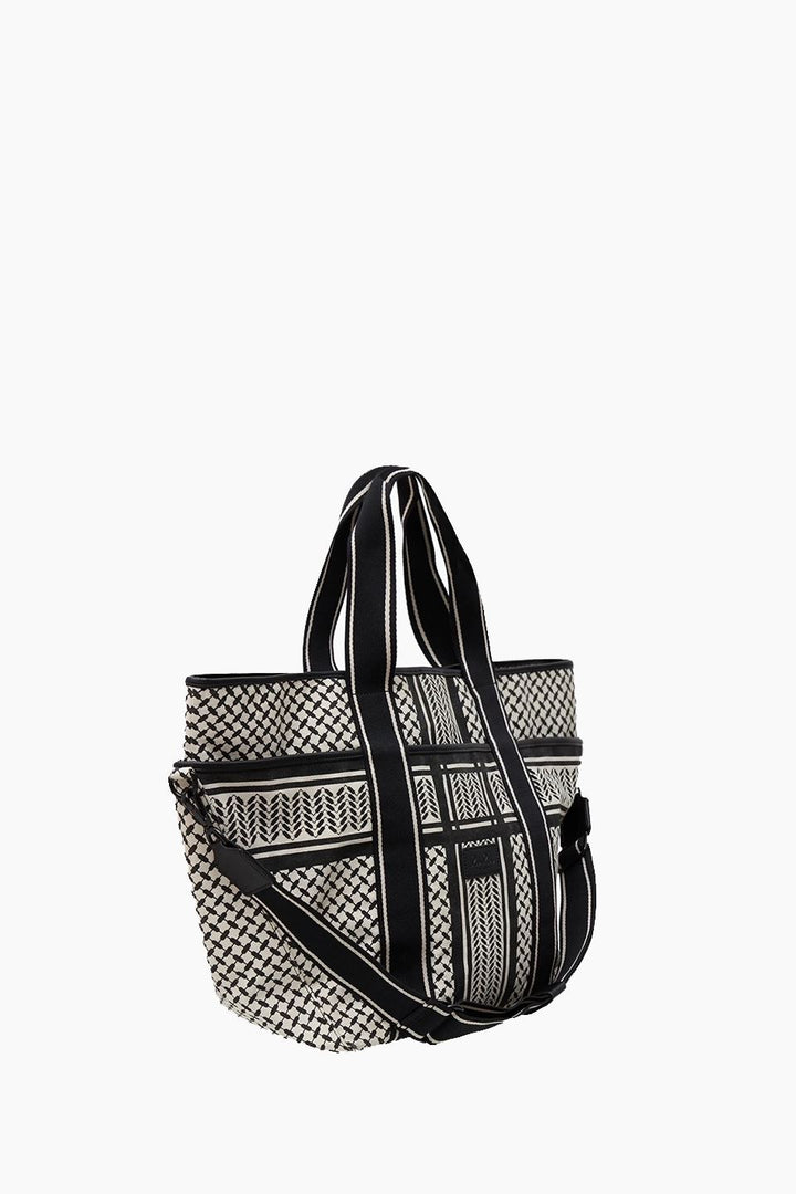 Lala Berlin - East West Tote Merge - Heritage Stripe Black Tasker 