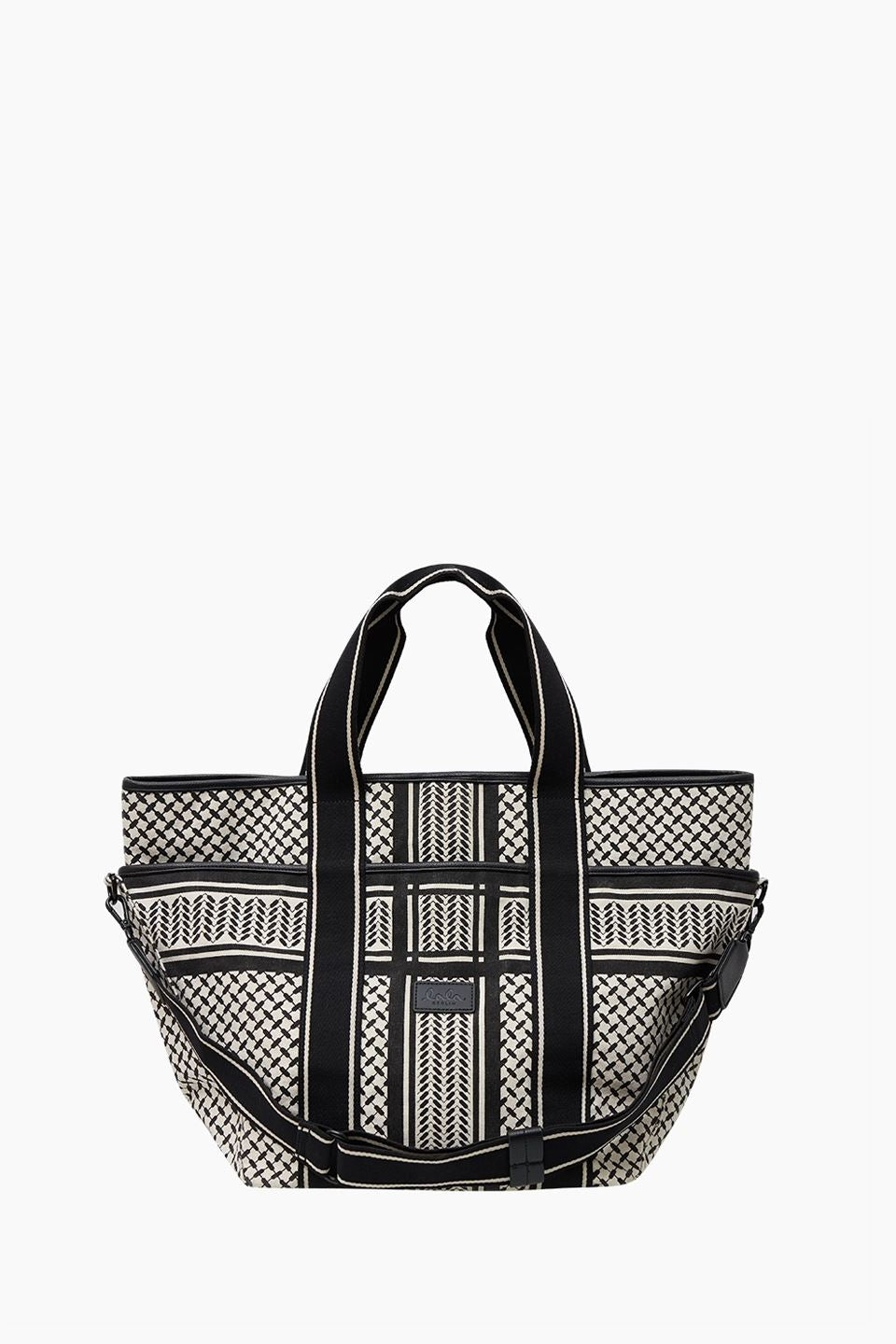 Lala Berlin - East West Tote Merge - Heritage Stripe Black Tasker 