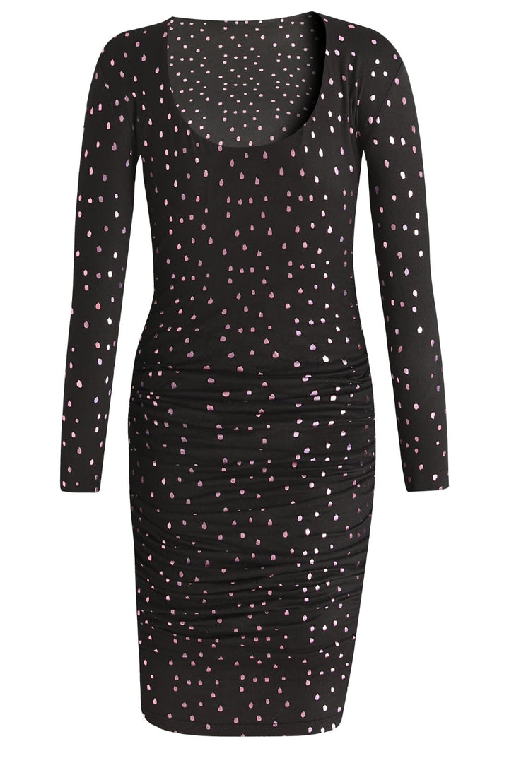 Liberte - Alma-Ls-Turn-Dress - Black Pink Holographic Dot Kjoler 