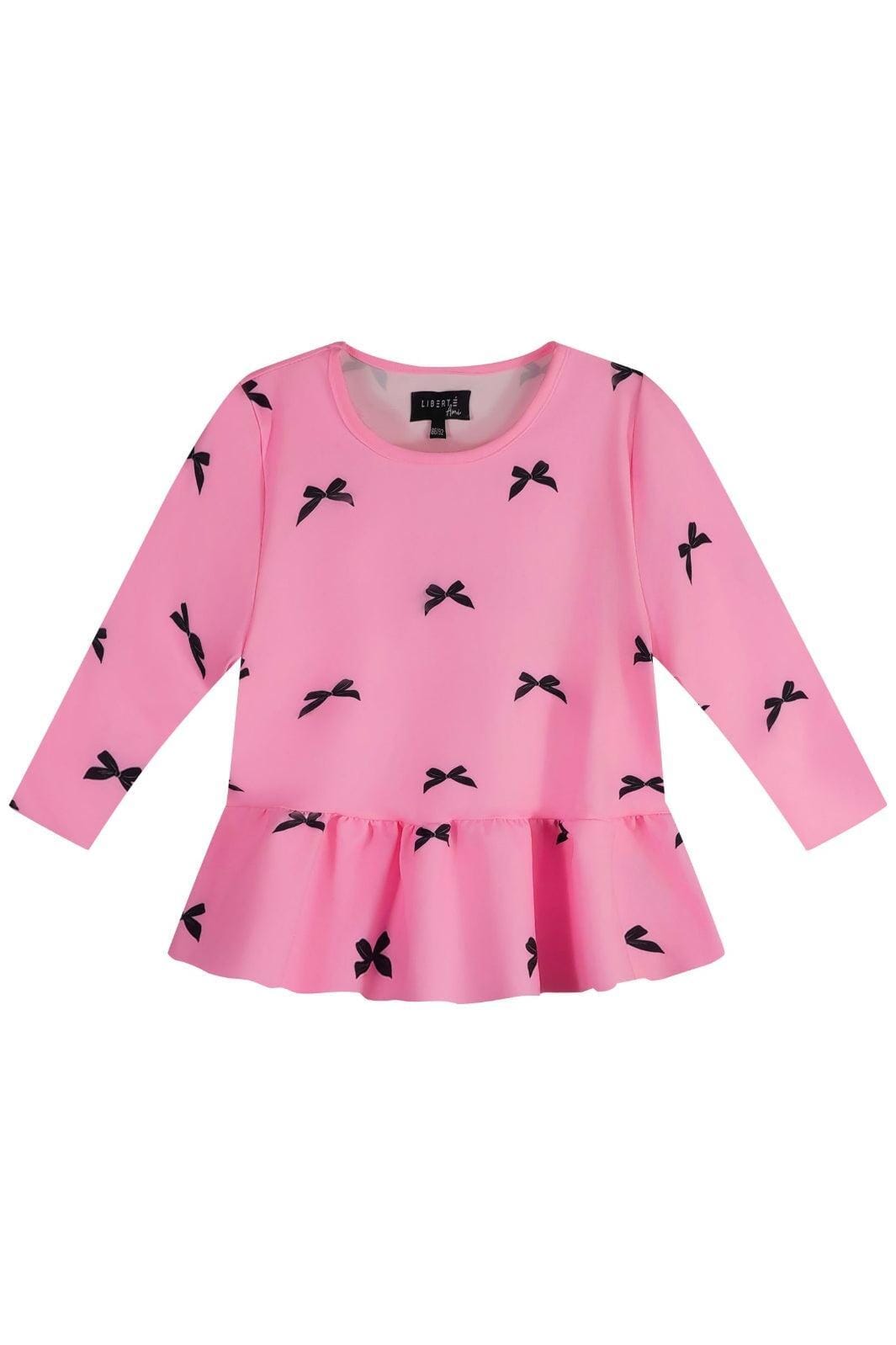 Liberte Ami - Alma-Ls-Frill-Tshirt (Kids) - Pink Bow Bluser 