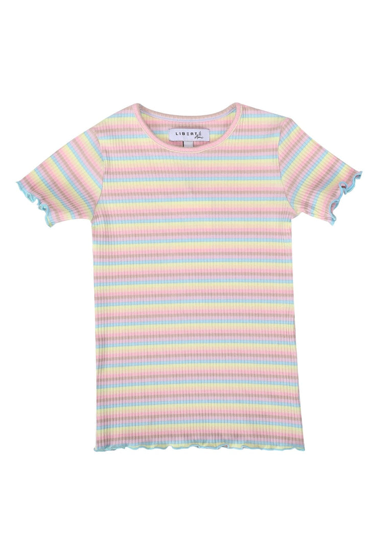 Liberte Ami - Natalia-Ss-Blouse-Kids - Dusty Multicolor Stripe Bluser 