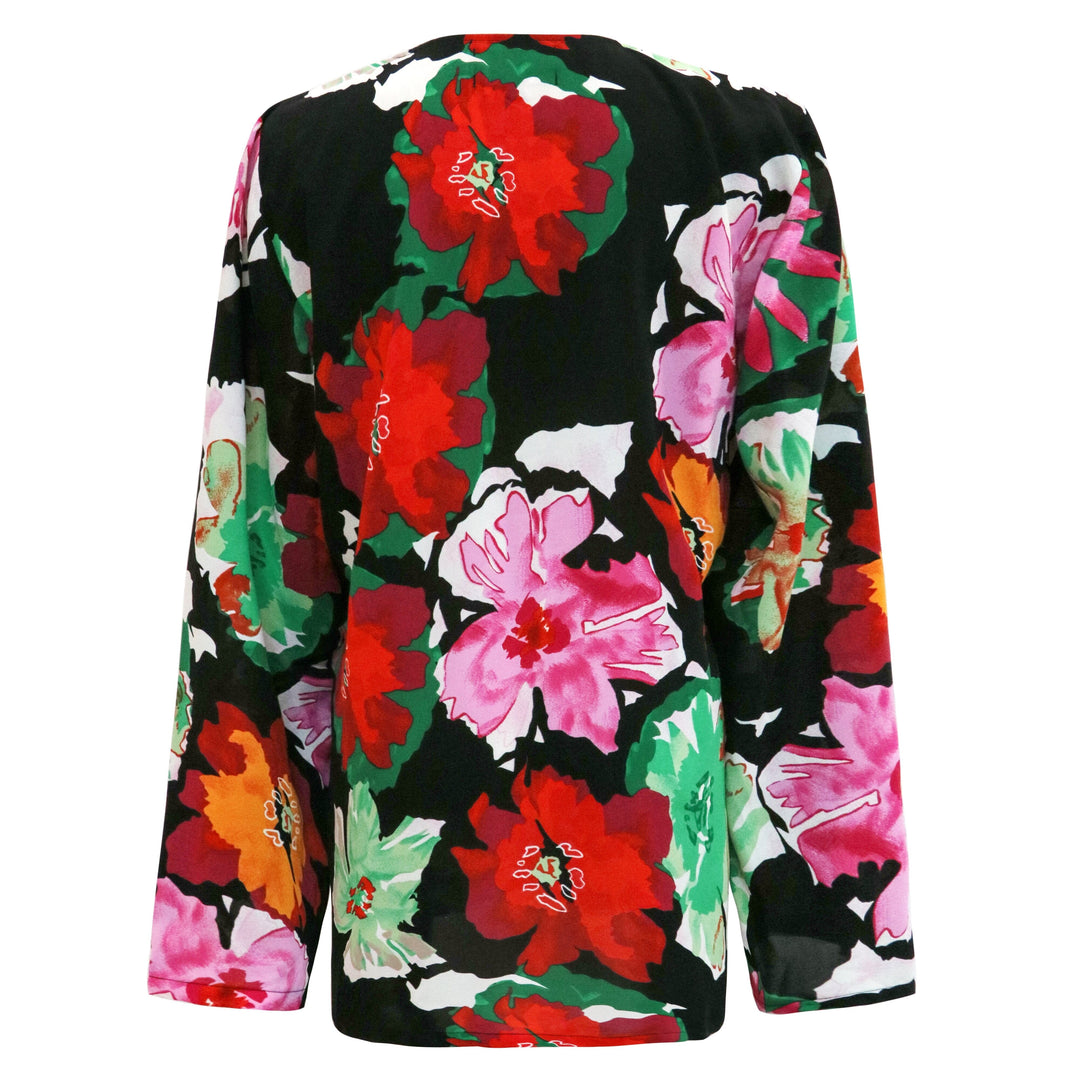 Liberte - Andrea-Zip-Blouse - Black Big Flowers Bluser 