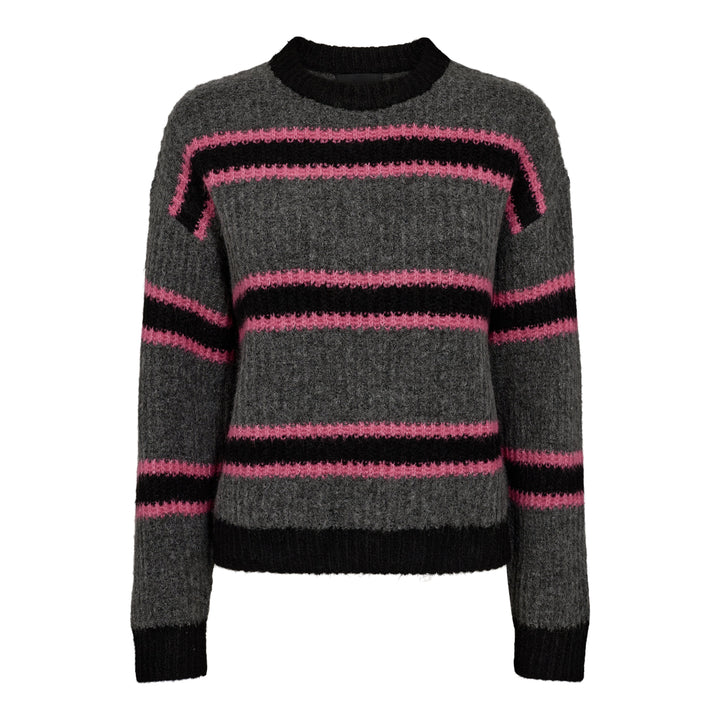 Liberte - Fro-Pullover - Darkgrey Black Pink Stripe Pullover 