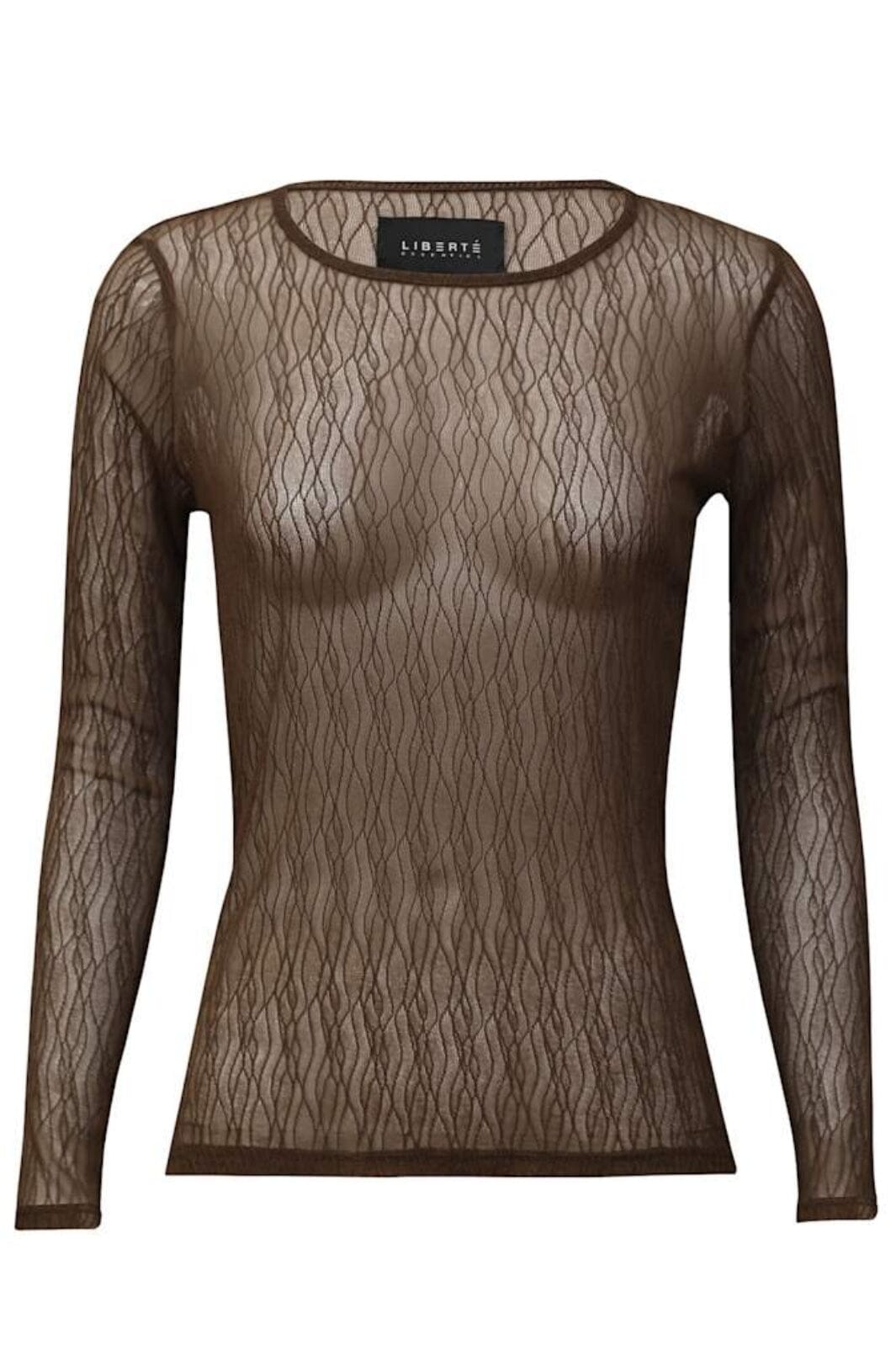 Liberte - Isa-Ls-Lace-Blouse 21345 - Dark Brown Lines