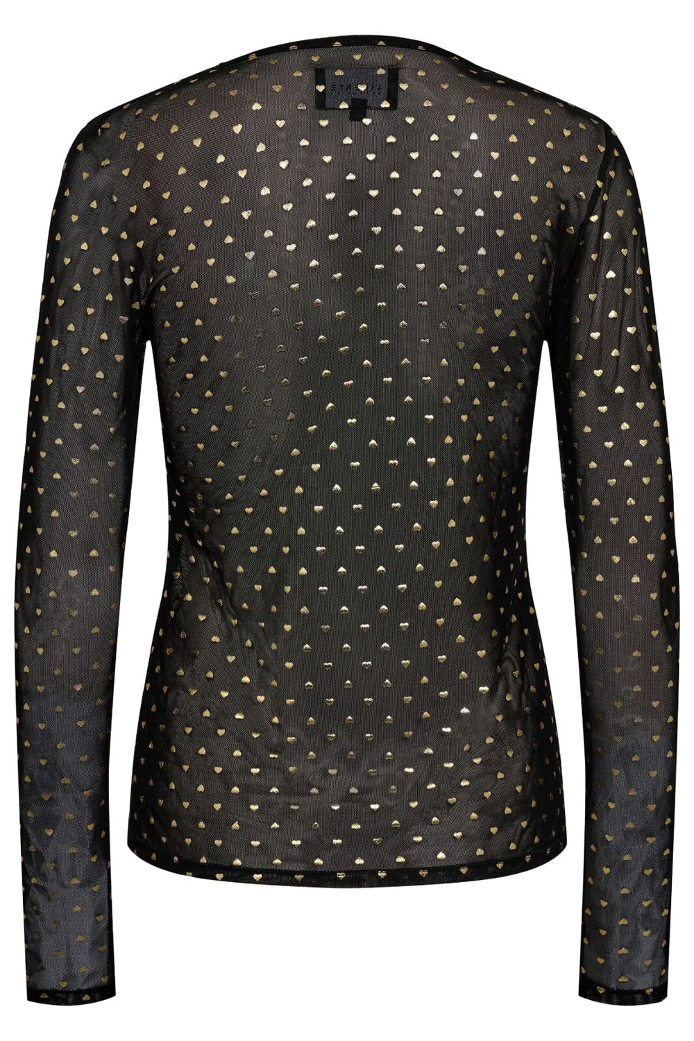 Liberte - Mesh-Ls-Sparkle-Tshirt 22134 - Black Gold Heart Bluser 