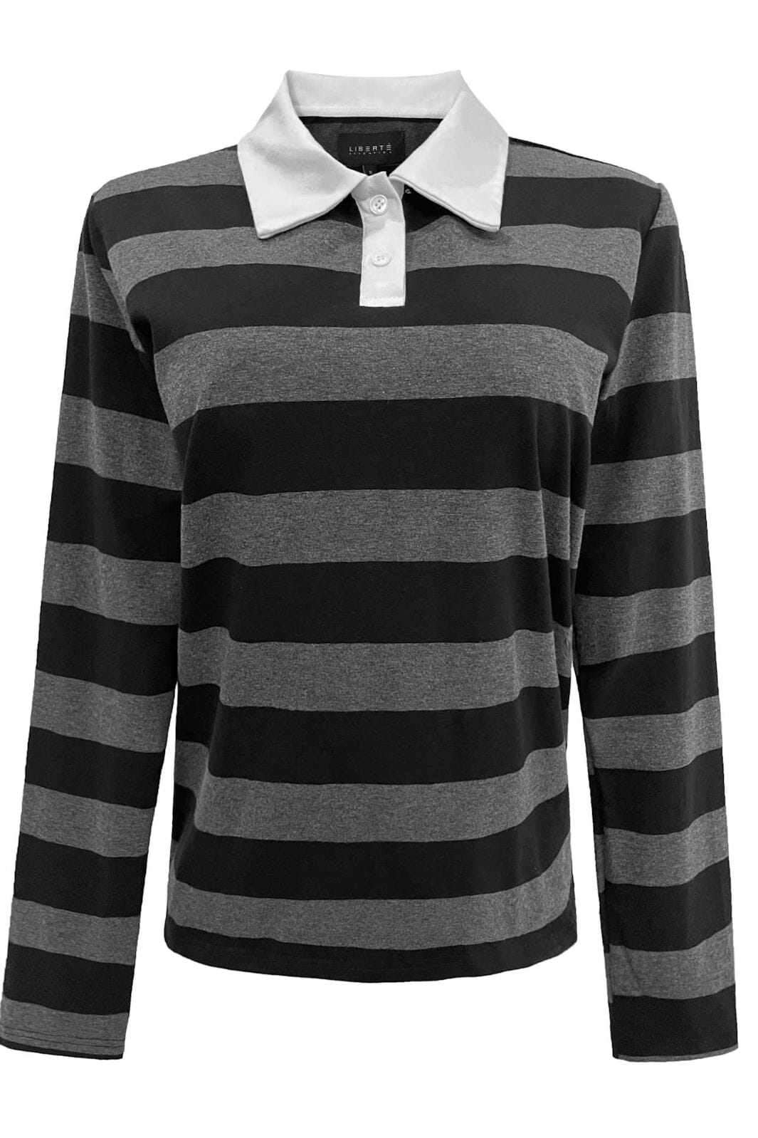 Liberte - Polo-Ls-Shirt 22145 - Dark Grey Black Stripe