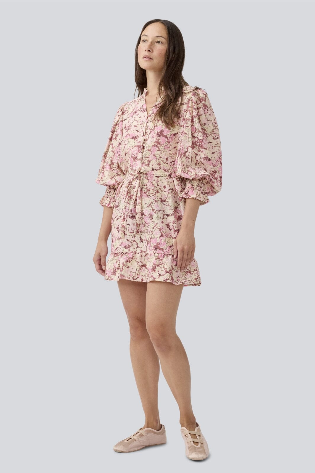 Modström - Meliamd Print Ls Dress - 11507 Pink Blossom