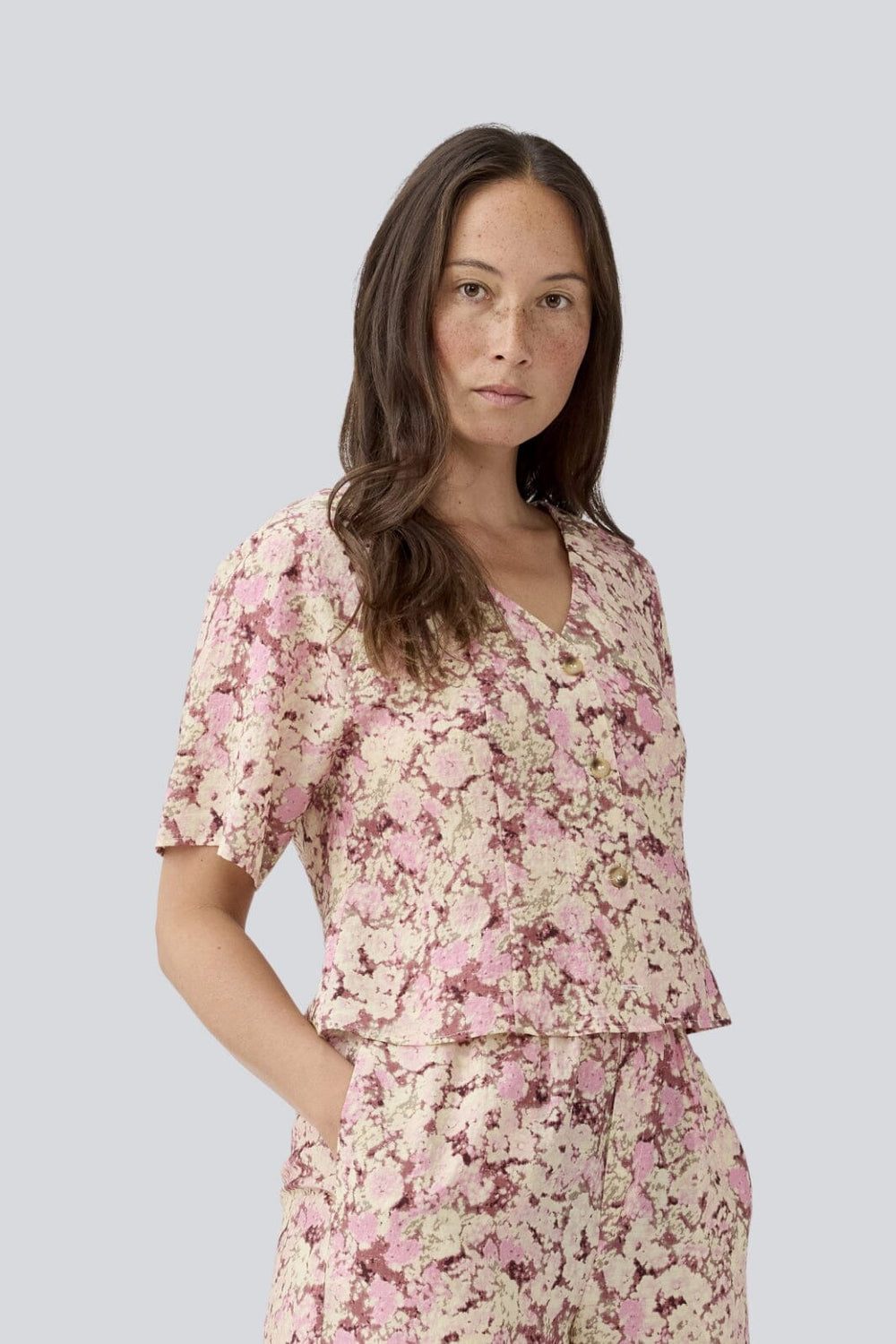 Modström - Meliamd Print Top - 11507 Pink Blossom