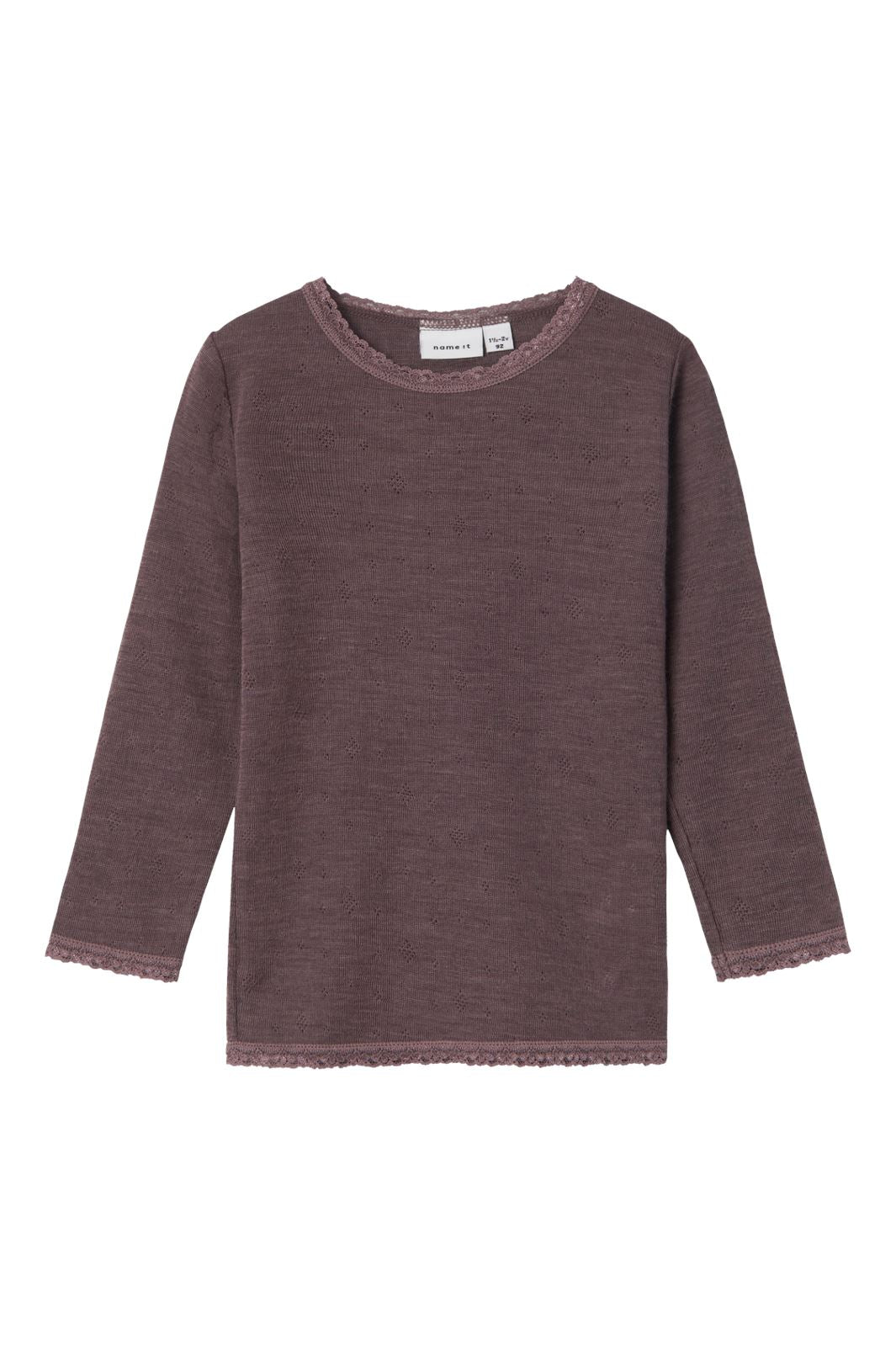 Name It - Nmfwang Wool Needle Ls Top Solid - 4475061 Sparrow