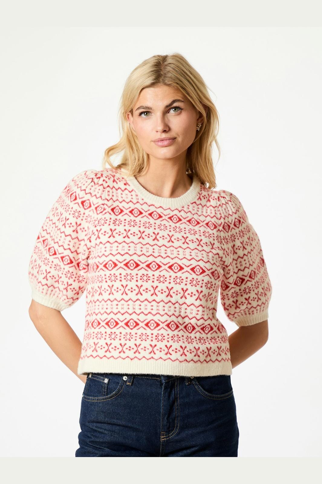 Neo Noir - Abi Vintage Knit Blouse - Red