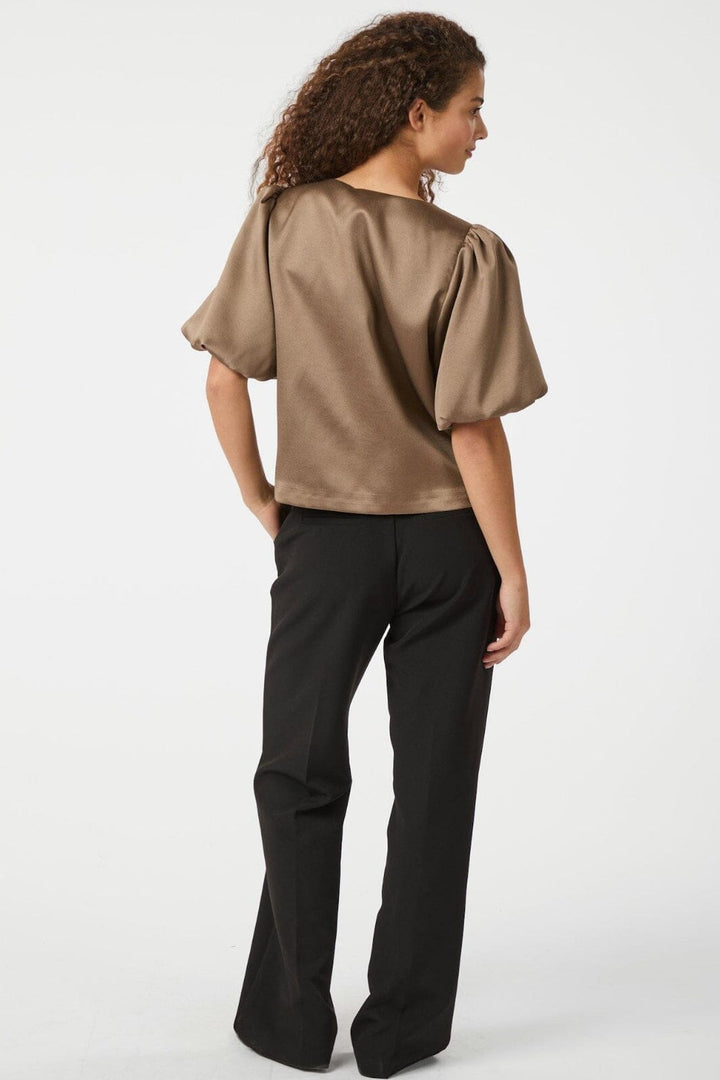 Neo Noir - Aisa Dull Satin Blouse 164658 - 811 - Dark Taupe