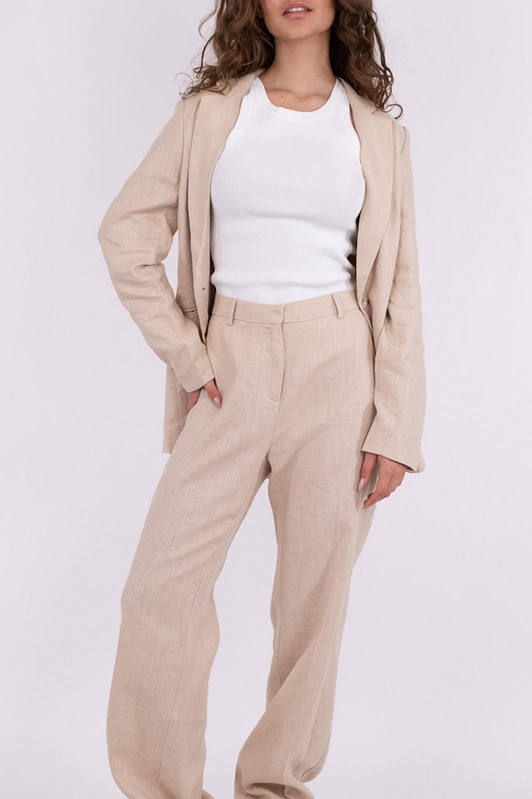 Neo Noir - Alice Heavy Linen Pants - Sand