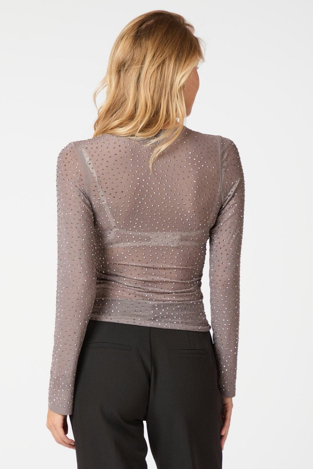 Neo Noir - Alisa Stone Mesh Blouse 162654 - Silver Bluser 