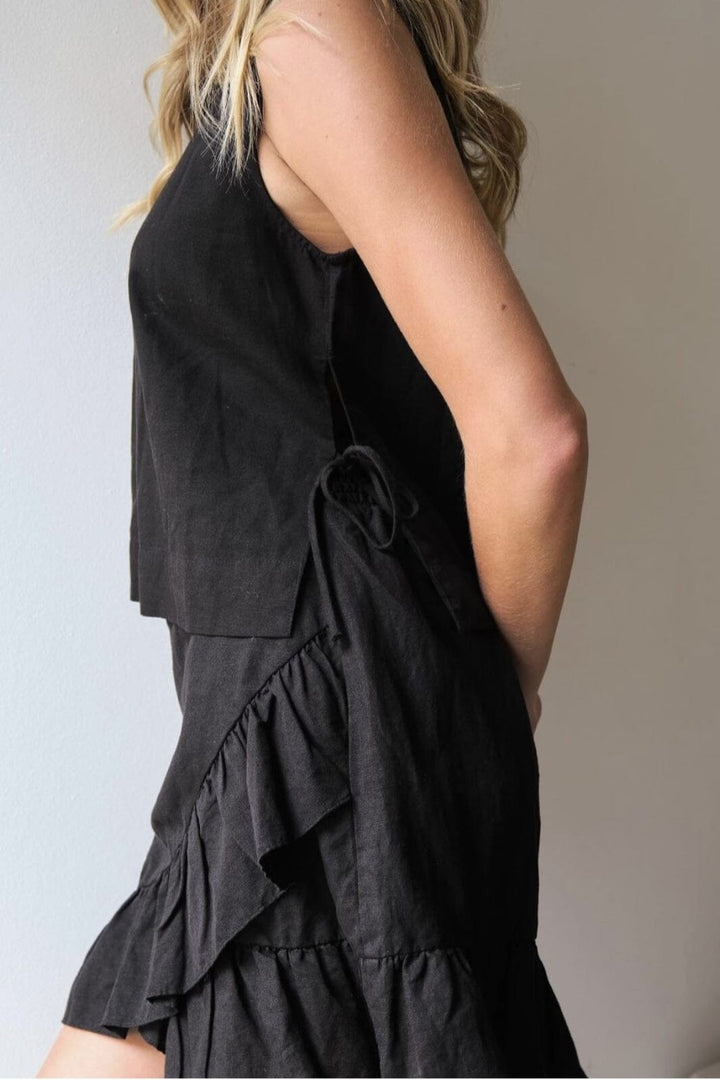 Neo Noir - Bekka Linen Skirt - Black Nederdele 