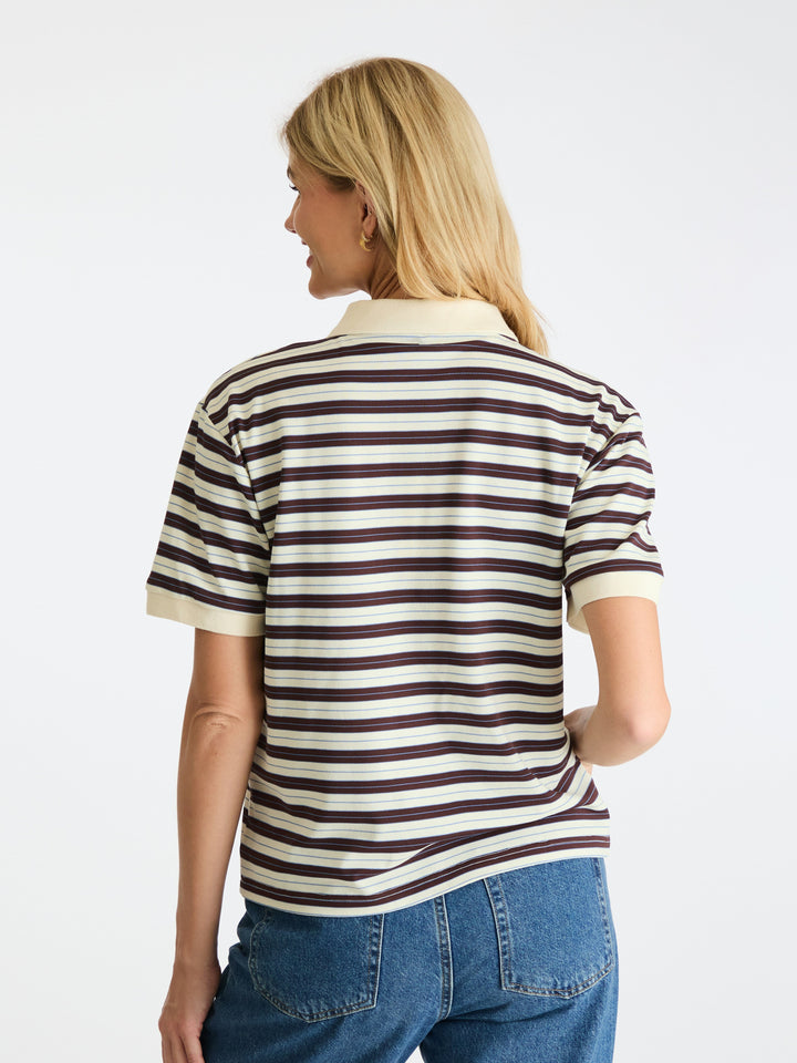 Neo Noir - Beta Stripe Polo Tee - Brown