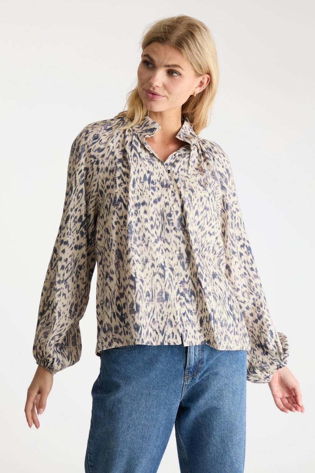 Neo Noir - Camille Graphic Palette Blouse - Beige Bluser 