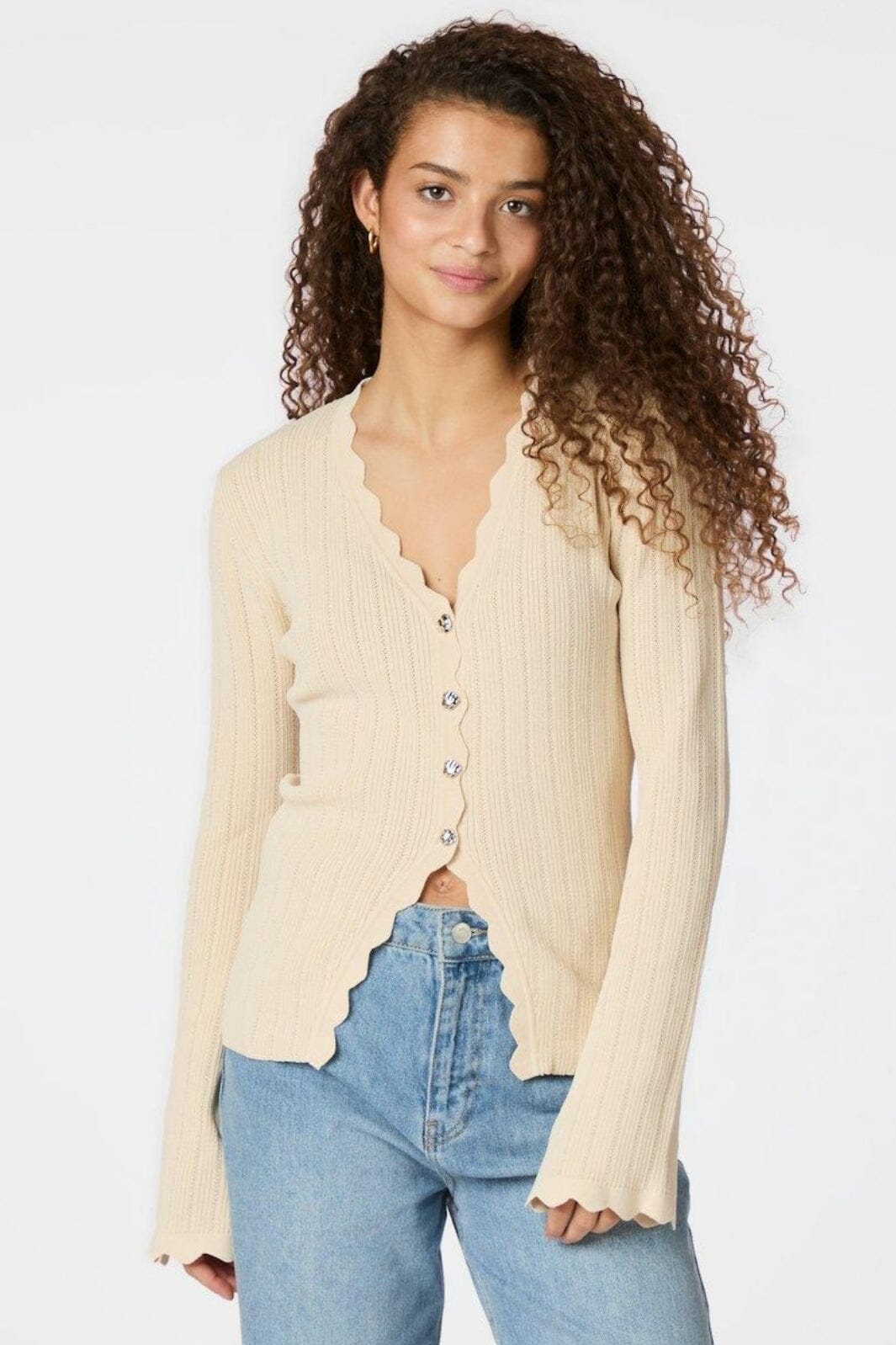 Neo Noir - Clara Stitch Knit Blouse 164484 - 213 - Sand