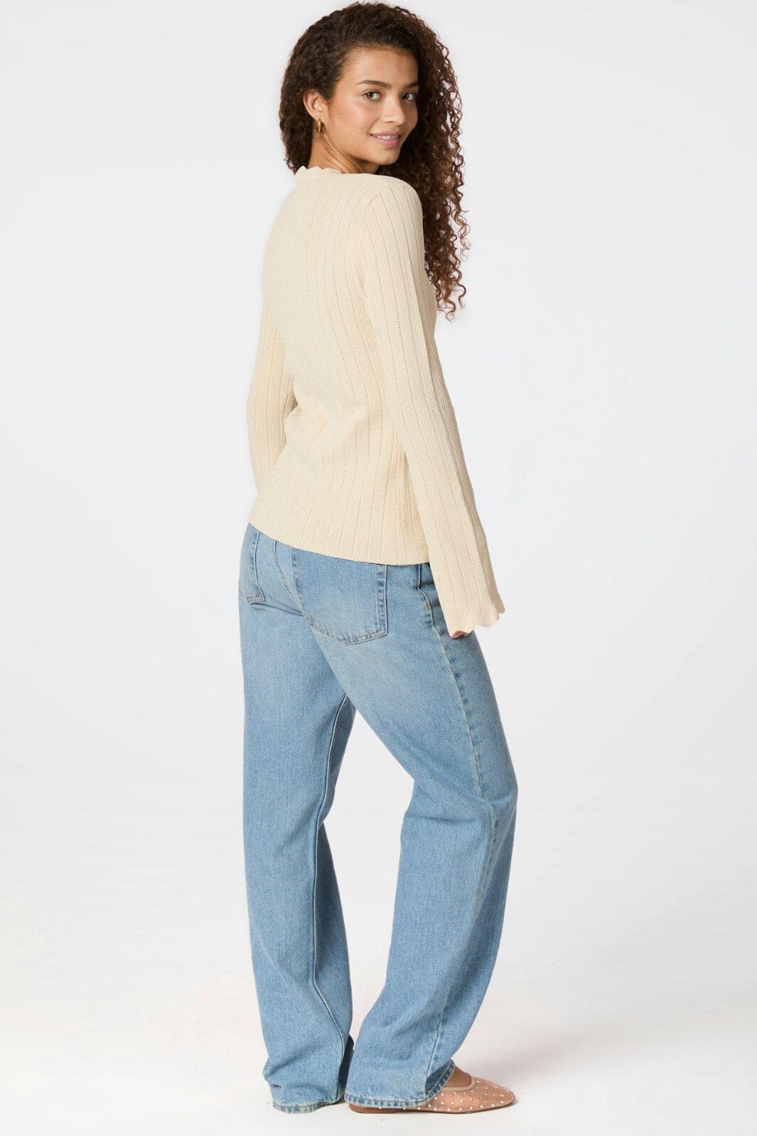 Neo Noir - Clara Stitch Knit Blouse 164484 - 213 - Sand