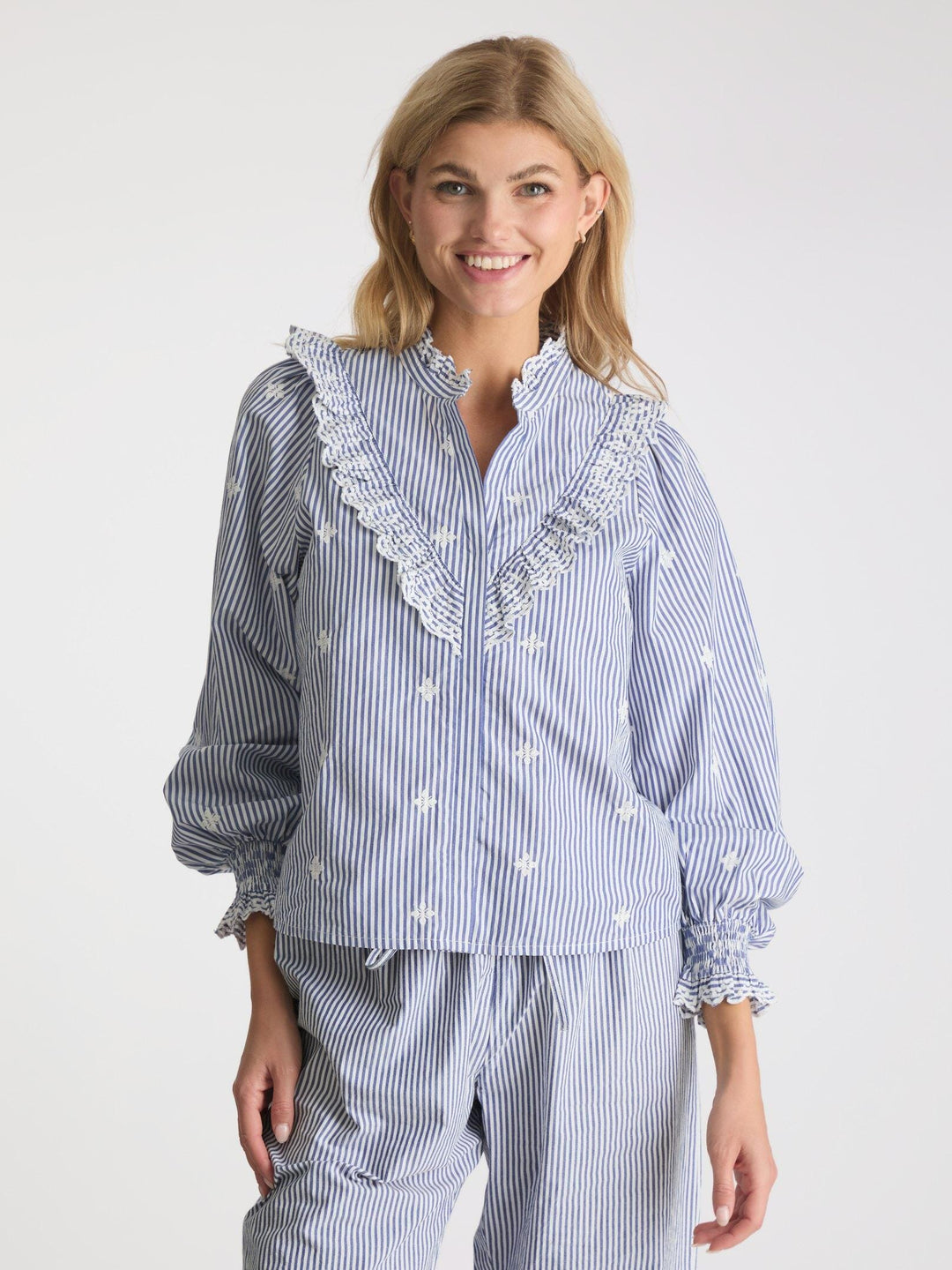 Neo Noir - Degas Stripe Blouse - Blue Skjorter 