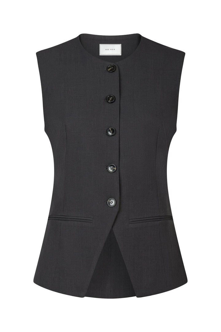 Neo Noir - Fabia Structure Waistcoat 164162 - Dark Grey