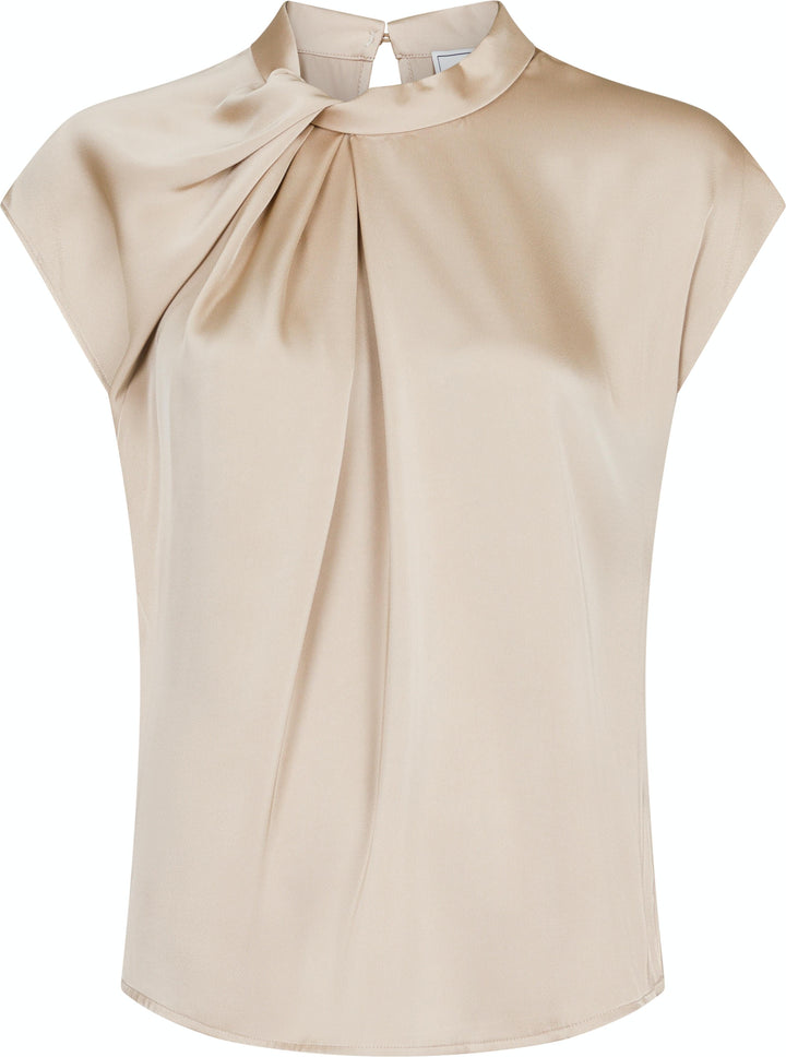 Neo Noir - Fleur Drapy Satin Blouse - Dark Sand