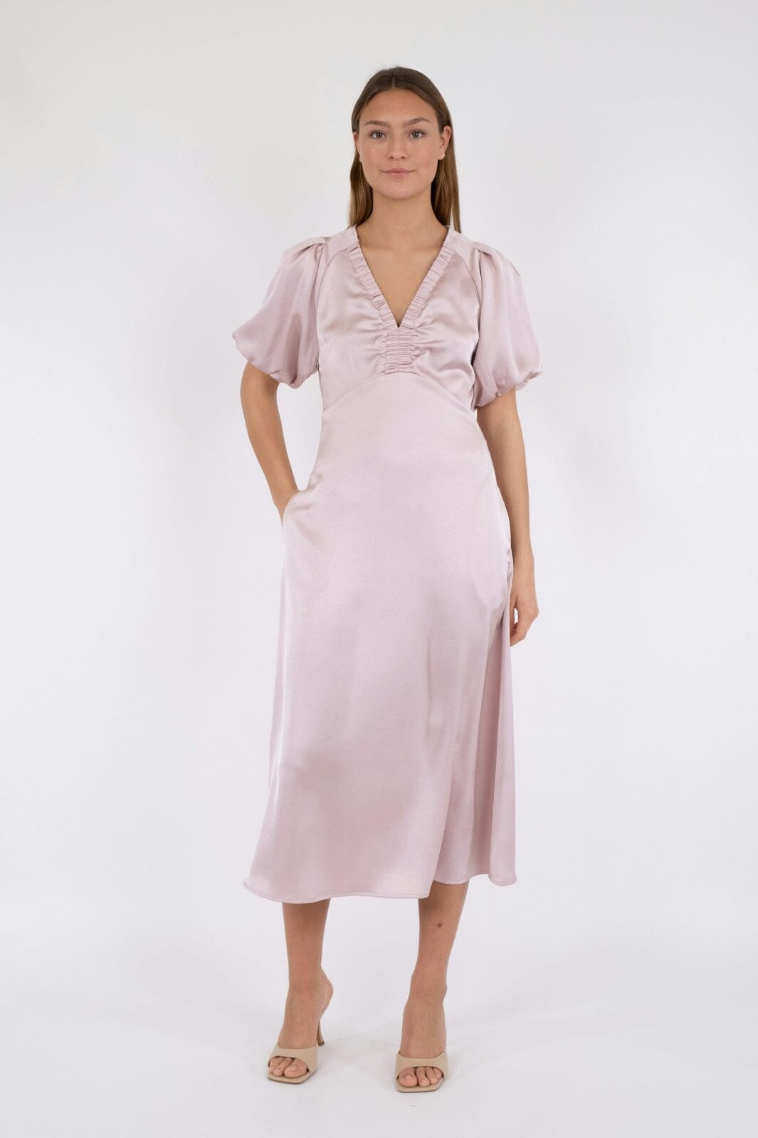 Neo Noir - Illana Heavy Sateen Dress - Dusty Rose Kjoler 