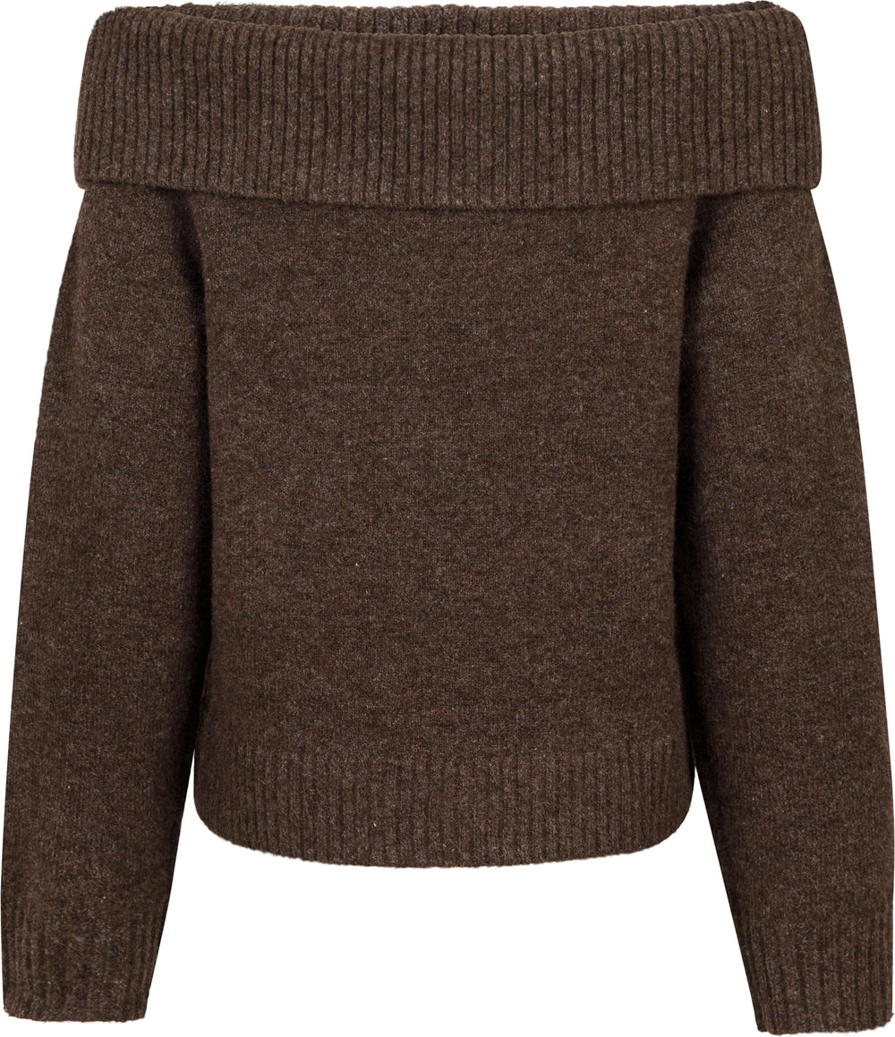 Neo Noir - Jane Knit Blouse - Brown Melange