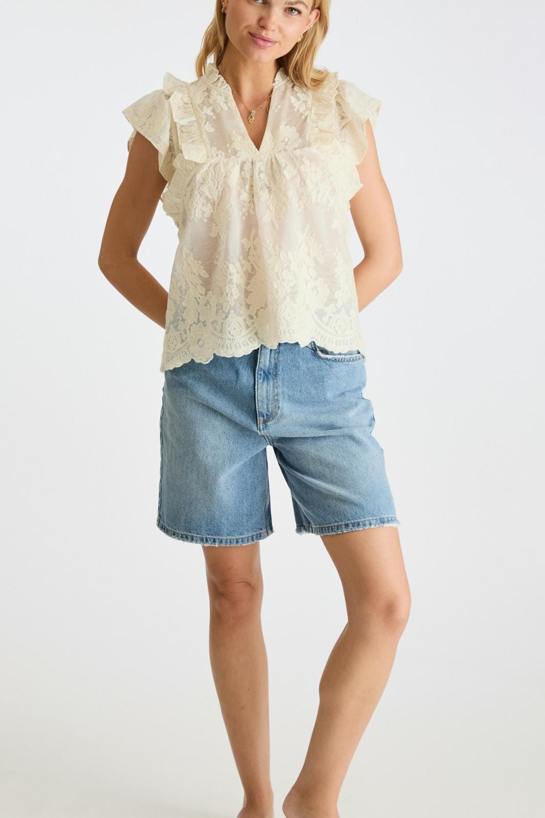 Neo Noir - Jayla Big Embroidery Top - Off White