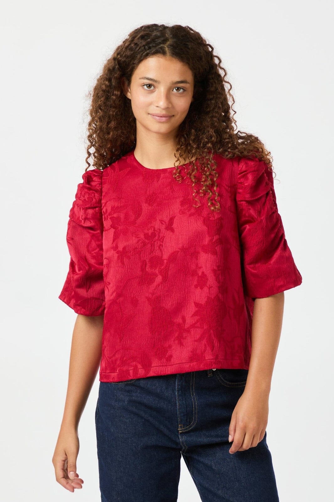 Neo Noir - Joba Jacquard Blouse 163868 - Red Bluser 