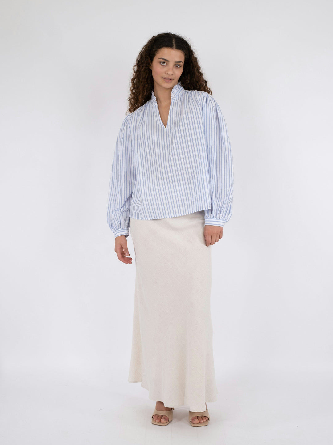 Neo Noir - Johanne Stripe Blouse - Light Blue